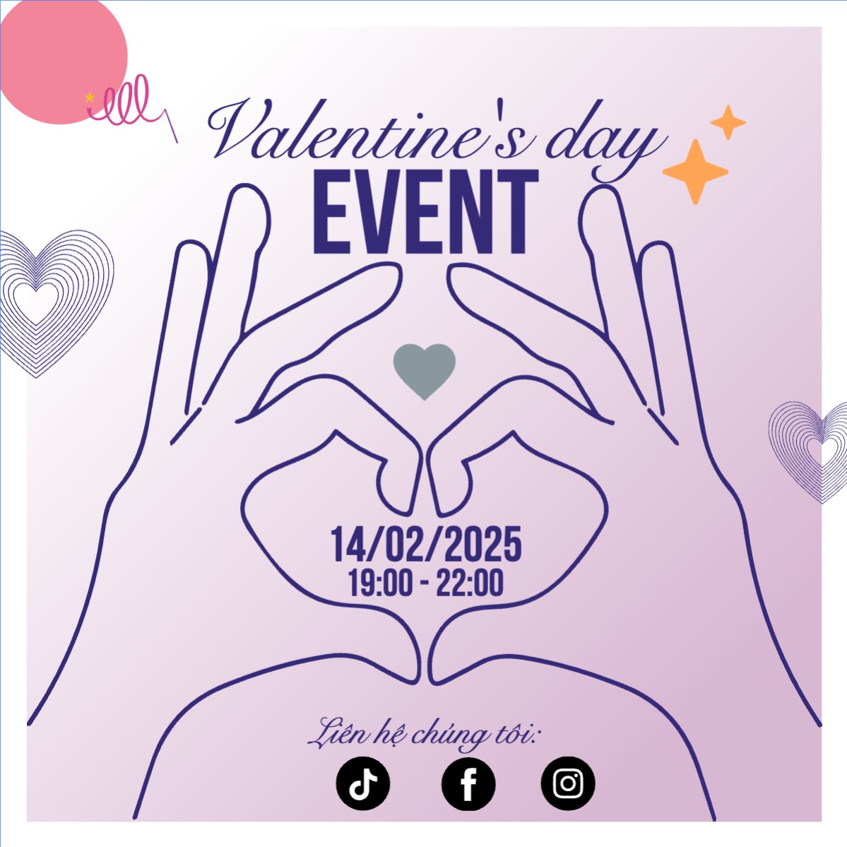Mẫu Bài post MXH vuông Lễ tình nhân, Valentine's day, 14/2, sự kiện, event, chương trình, sale, giải trí, entertainment — LayerPic