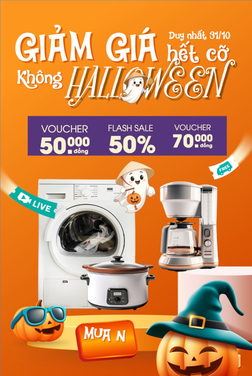 Mẫu Bài post MXH dọc Halloween, lễ hội ma quái, sự kiện, event, công nghệ, technology, điện tử, electronic, dễ thương, cute, chibi, hoạt hình, cartoon — LayerPic