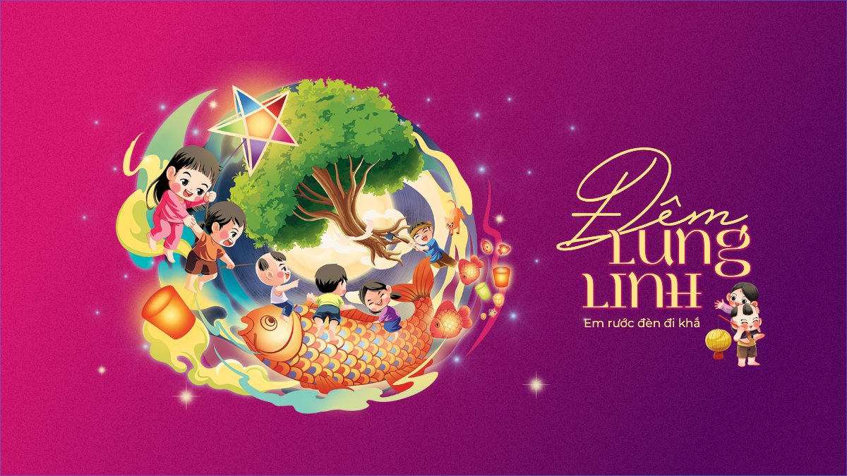 Mẫu Bài post MXH (16:9) Trung thu, Tết Đoàn Viên, mid-autumn festival, lễ hội, sự kiện, event, âm nhạc, giải trí, dễ thương, cute, chibi, hoạt hình, cartoon — LayerPic
