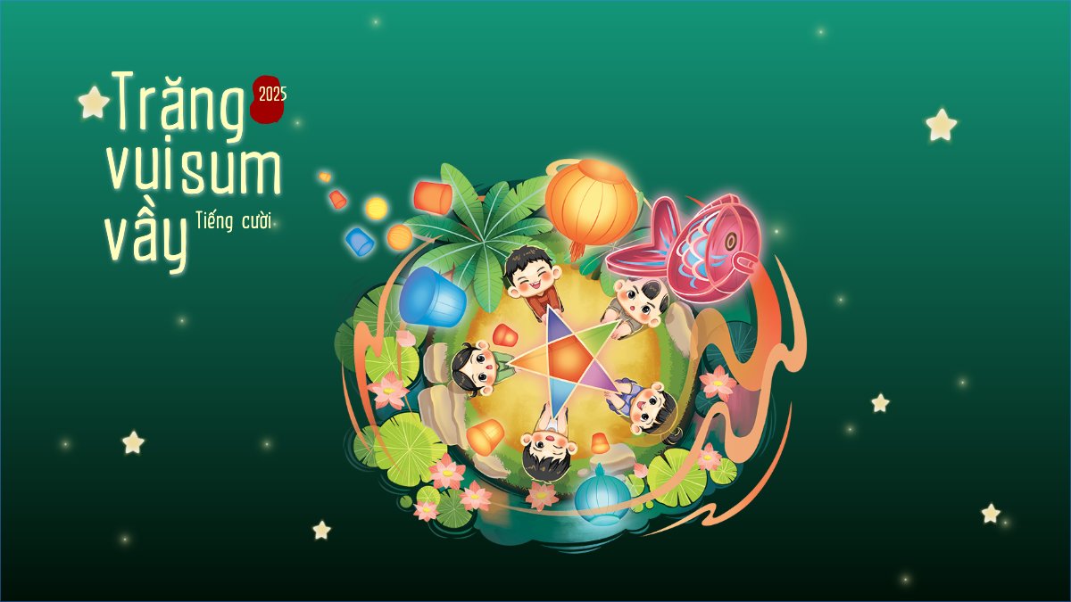 Mẫu Bài post MXH (16:9) Trung thu, Tết Đoàn Viên, mid-autumn festival, lễ hội, sự kiện, event, âm nhạc, giải trí, dễ thương, cute, chibi, hoạt hình, cartoon — LayerPic