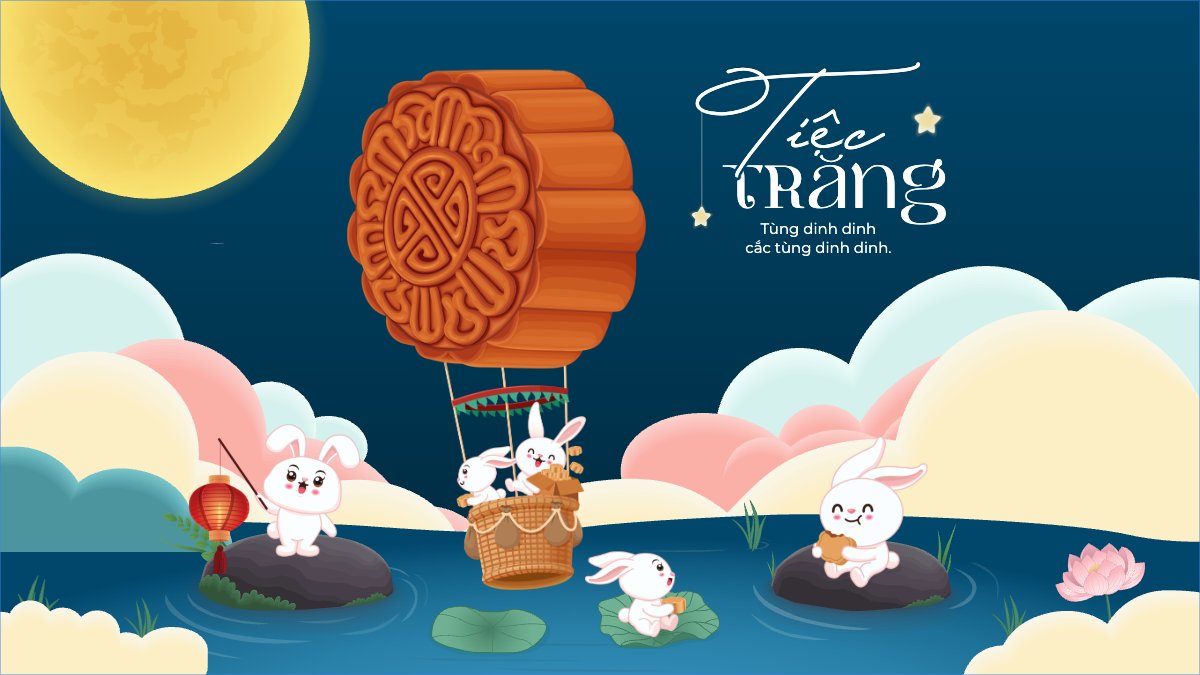 Mẫu Bài post MXH (16:9) Trung thu, Tết Đoàn Viên, mid-autumn festival, lễ hội, sự kiện, event, âm nhạc, giải trí, dễ thương, cute, chibi, hoạt hình, cartoon — LayerPic