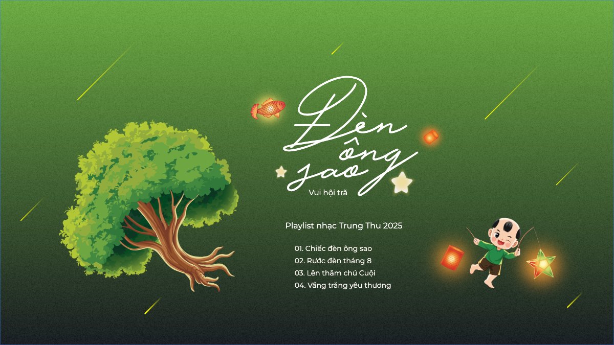 Mẫu Bài post MXH (16:9) Trung thu, Tết Đoàn Viên, mid-autumn festival, lễ hội, sự kiện, event, âm nhạc, giải trí, dễ thương, cute, chibi, hoạt hình, cartoon — LayerPic