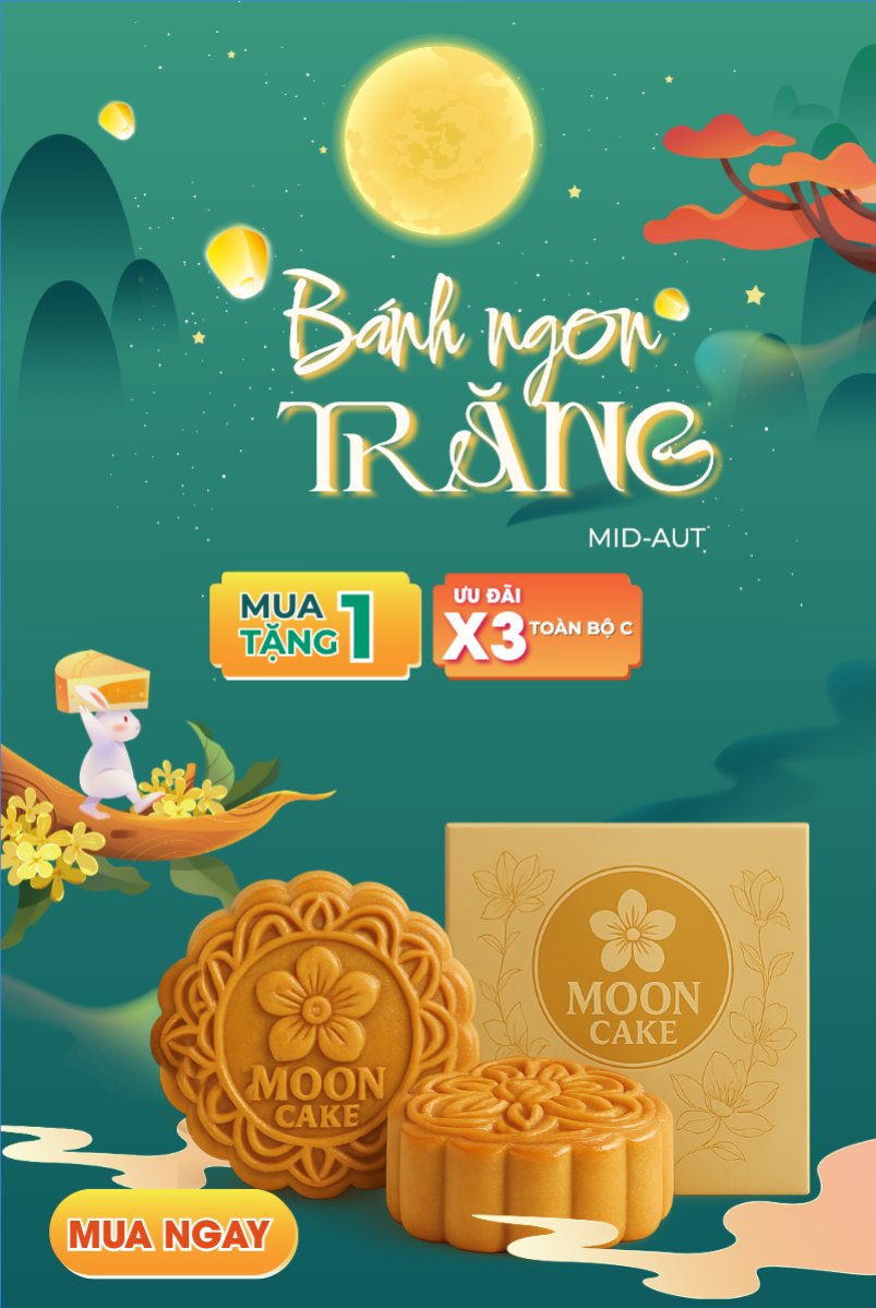Mẫu Bài post MXH dọc Trung thu, Tết Đoàn Viên, mid-autumn festival, sự kiện, event, lễ hội, festival, ẩm thực, food, bánh trung thu, cute, dễ thương — LayerPic