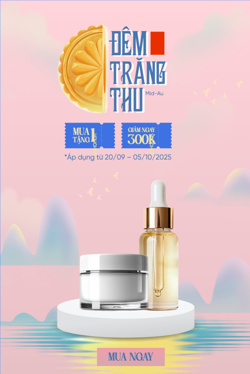 Mẫu Bài post MXH dọc Trung thu, Tết Đoàn Viên, mid-autumn festival, sự kiện, event, lễ hội, festival, mỹ phẩm, beauty, làm đẹp, sale, giảm giá, dễ thương, cute — LayerPic
