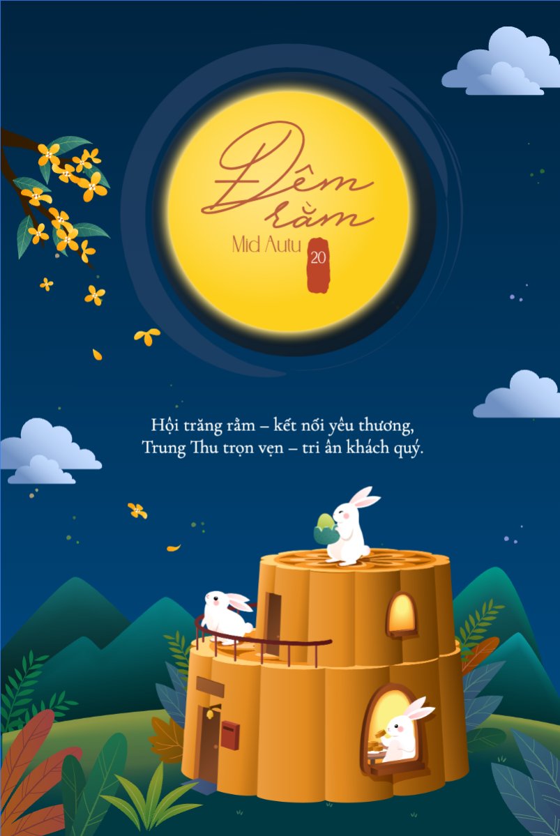 Mẫu Bài post MXH dọc Trung thu, Tết Đoàn Viên, mid-autumn festival, sự kiện, event, lễ hội, festival, dễ thương, cute — LayerPic