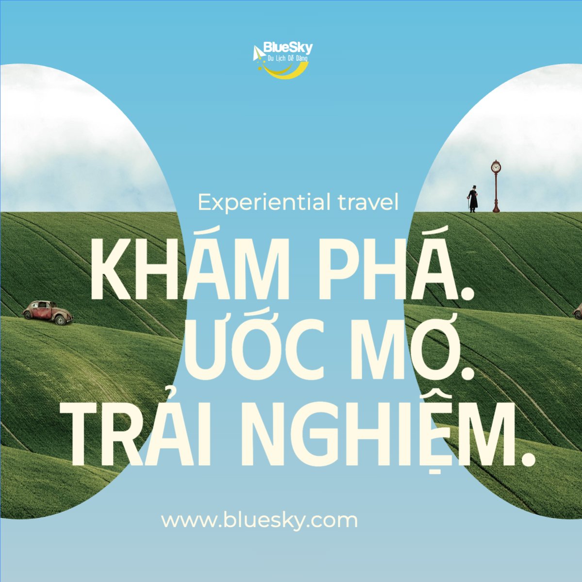Mẫu Bài post MXH vuông Du lịch, travel, tourism, trải nghiệm, khám phá — LayerPic