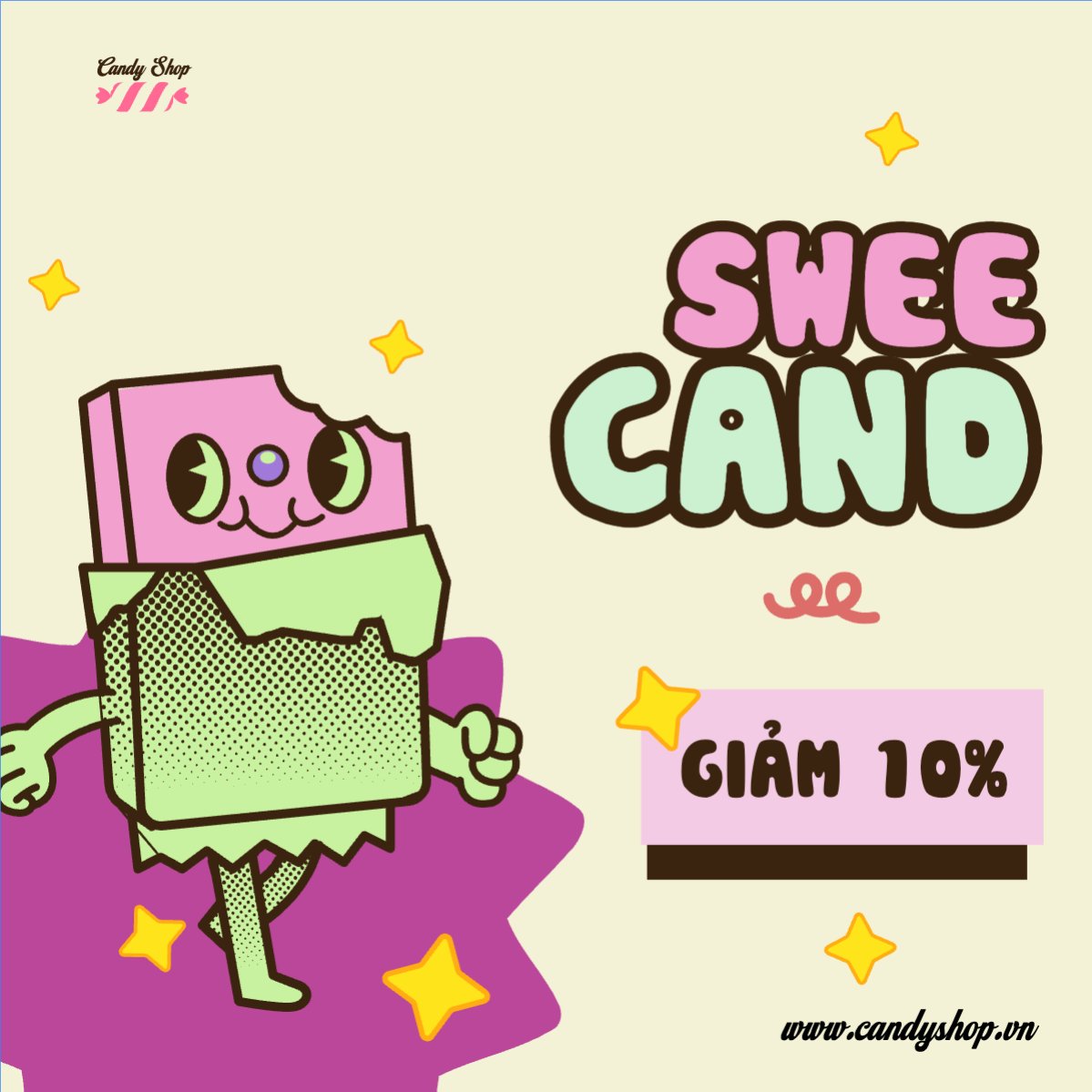 Mẫu Bài post MXH vuông Kẹo, candy, Đồ ăn, food, thực phẩm, ẩm thực, món ăn, F&B, nhà hàng, thức ăn — LayerPic