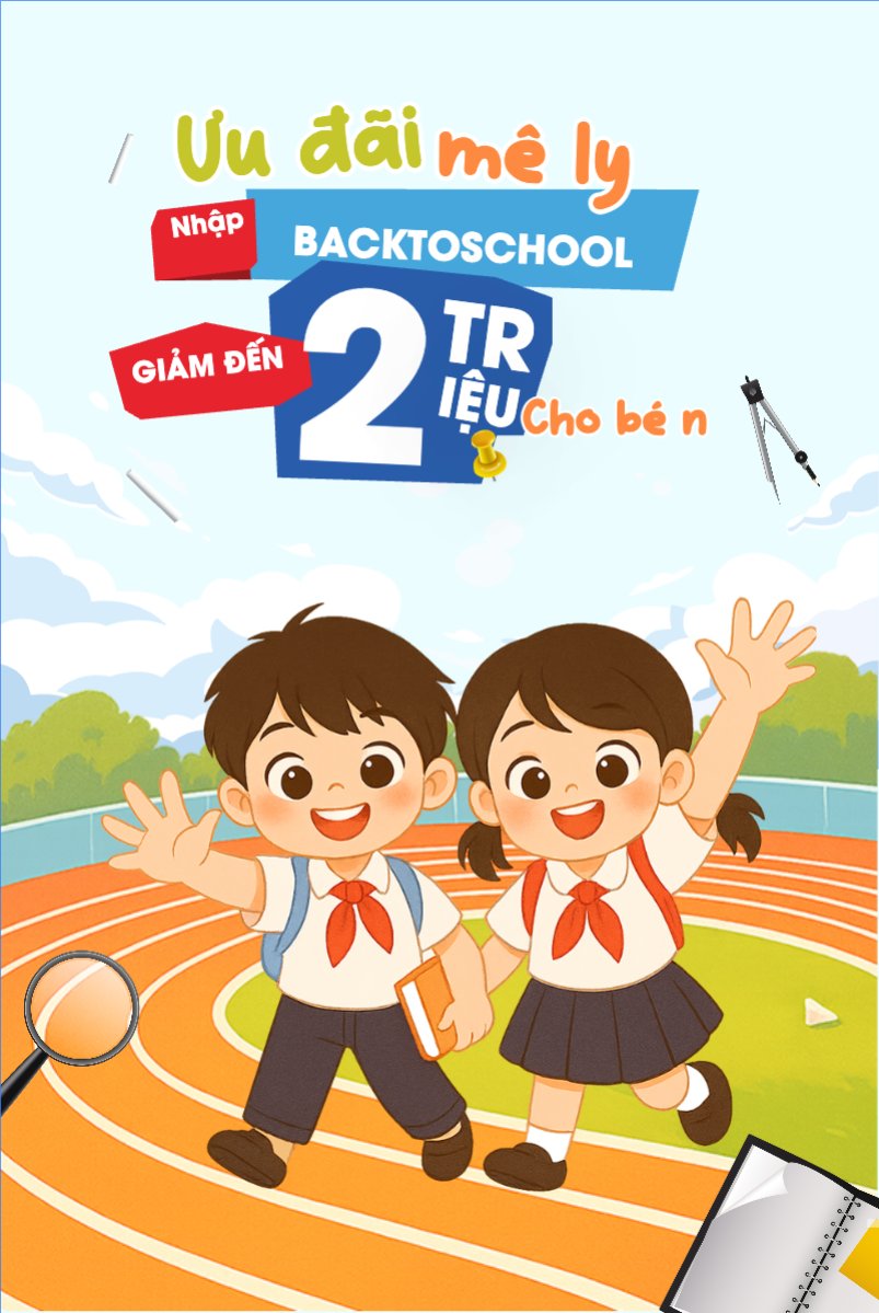 Mẫu Bài post MXH dọc Tựu trường, đến trường, nhập học, giáo dục, education, school, trường học, dễ thương, cute, chibi, hoạt hình, cartoon — LayerPic