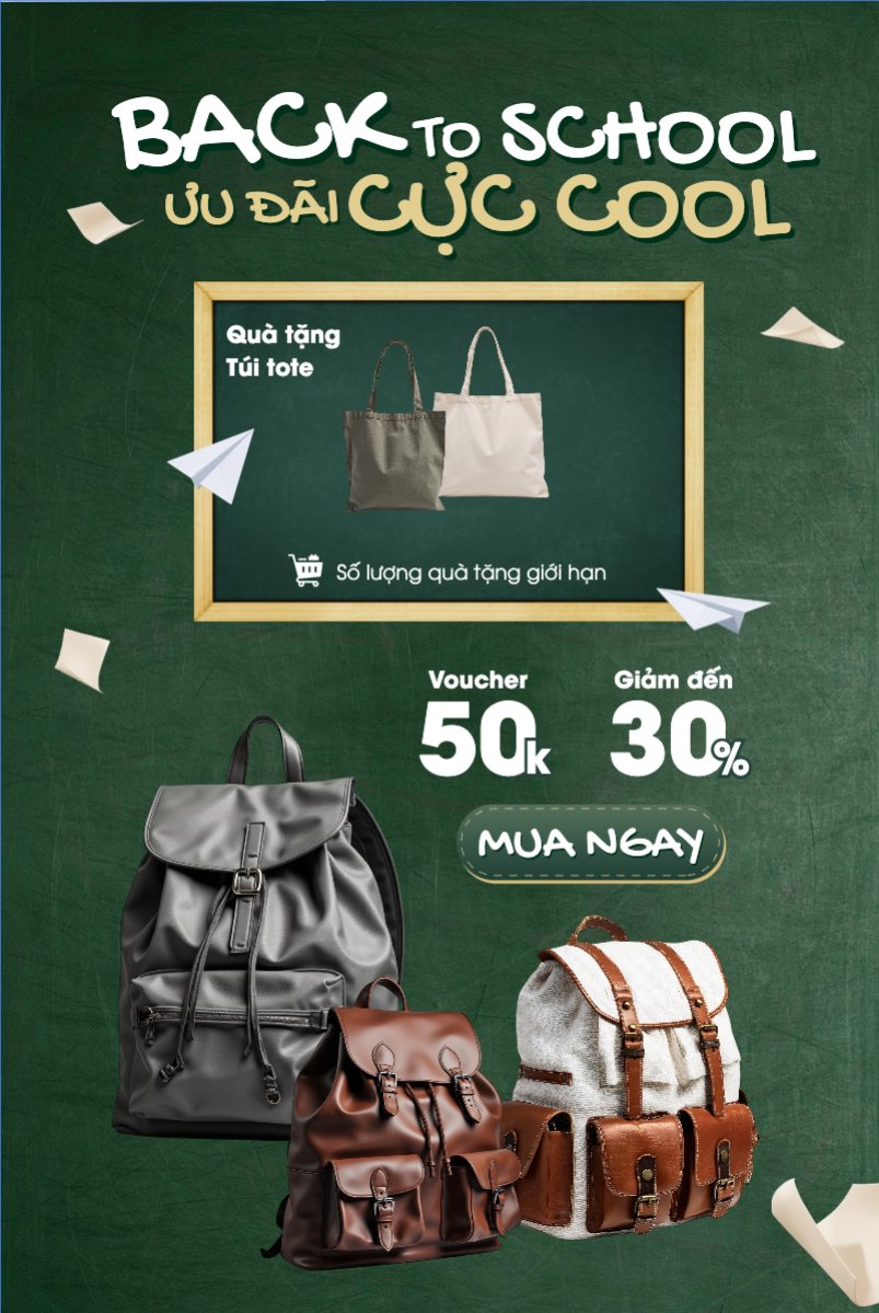 Mẫu Bài post MXH dọc Tựu trường, đến trường, nhập học, giáo dục, education, school, trường học, túi, bag, balo, hiện đại, modern — LayerPic