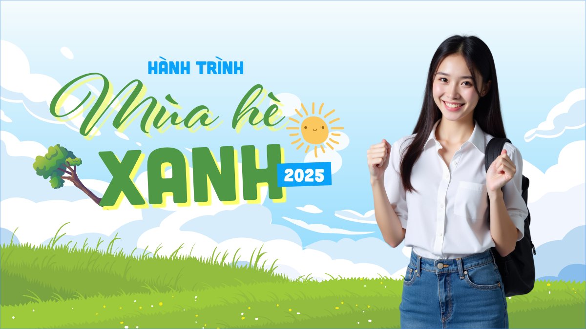 Mẫu Bài post MXH (16:9) Giáo dục, education, school, trường học, sinh viên, mùa hè xanh, tình nguyện — LayerPic