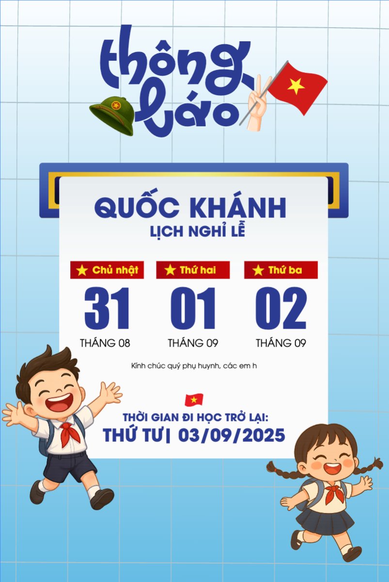 Mẫu Bài post MXH dọc 2/9, Quốc Khánh, lễ hội, thông báo, lịch nghỉ, Việt Nam, sự kiện, dễ thương, cute, chibi, hoạt hình, cartoon — LayerPic