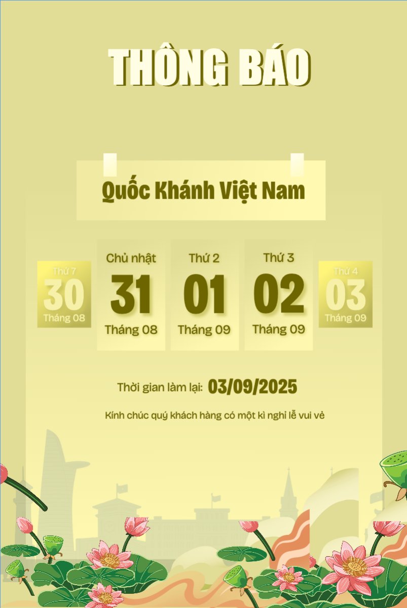 Mẫu Bài post MXH dọc 2/9, Quốc Khánh, lễ hội, thông báo, lịch nghỉ, Việt Nam, sự kiện, event, hiện đại, modern — LayerPic
