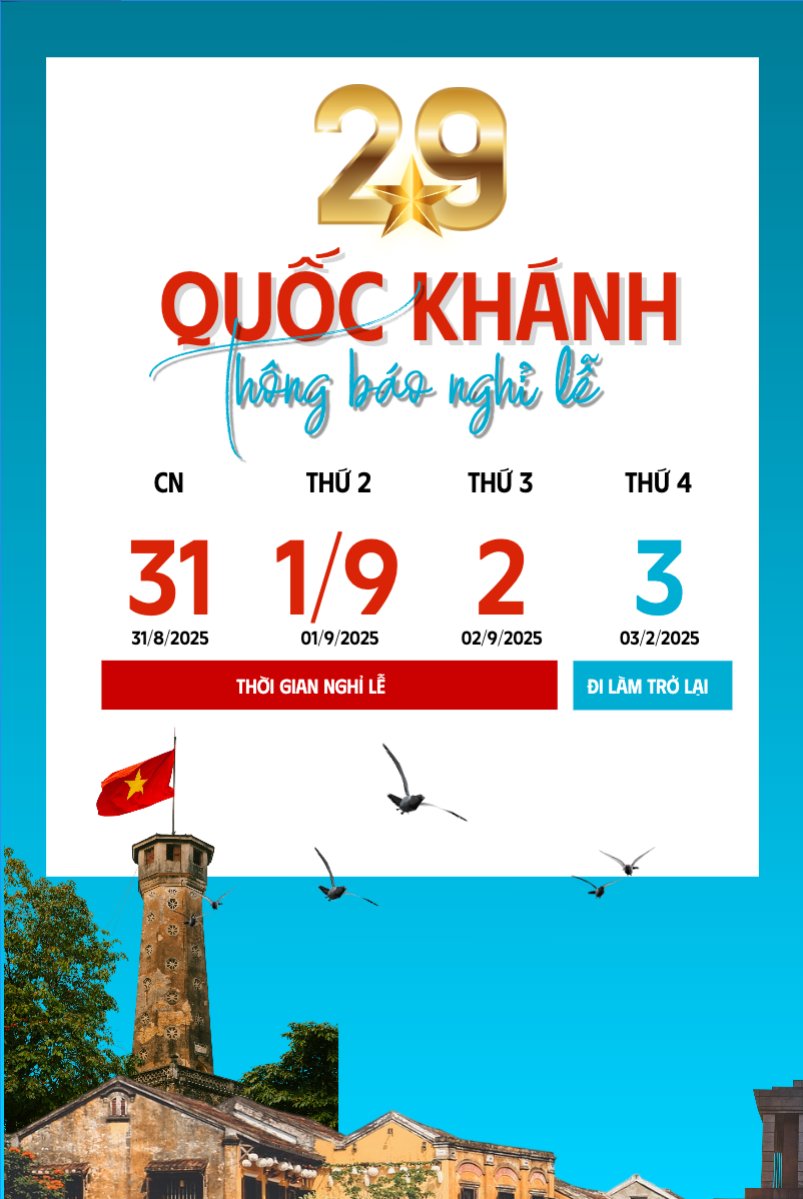 Mẫu Bài post MXH dọc 2/9, Quốc Khánh, lễ hội, thông báo, lịch nghỉ, Việt Nam, sự kiện, event, hiện đại, modern — LayerPic