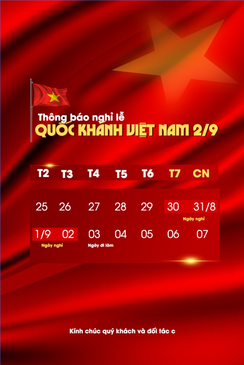 Mẫu Bài post MXH dọc 2/9, Quốc Khánh, lễ hội, thông báo, lịch nghỉ, Việt Nam, sự kiện, event, hiện đại, modern — LayerPic