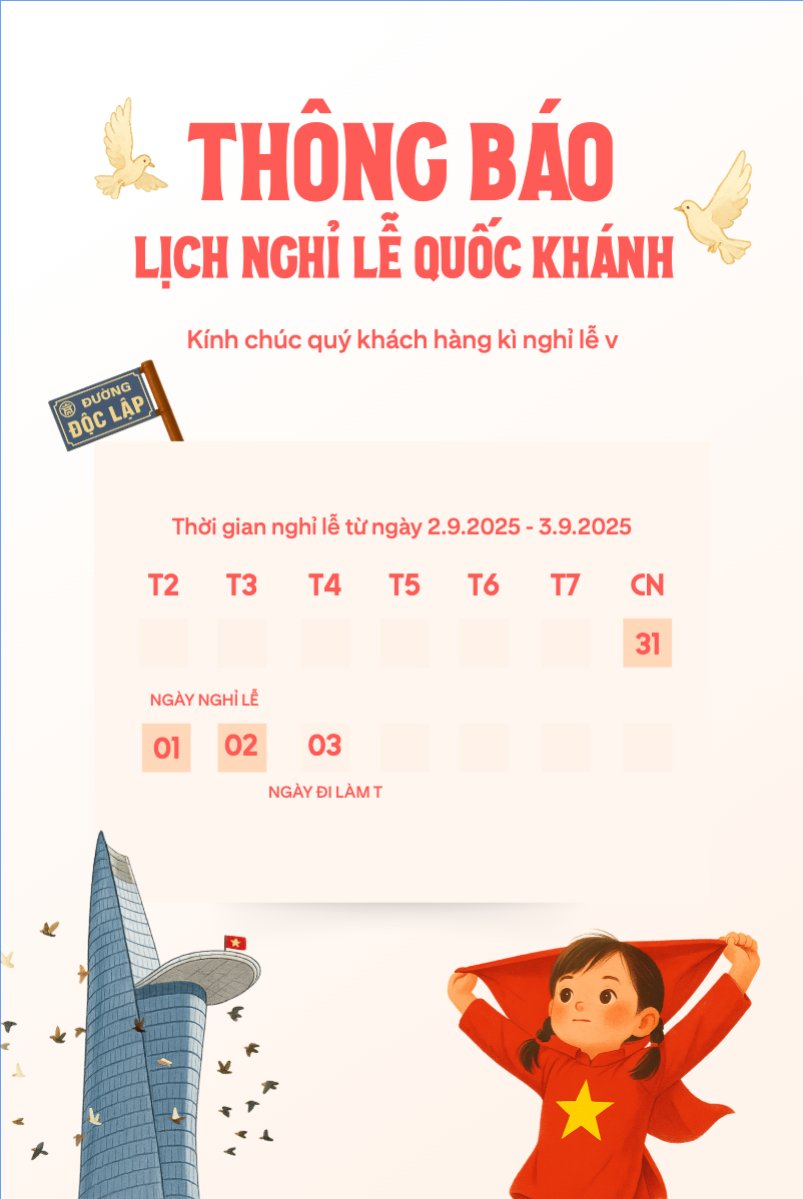 Mẫu Bài post MXH dọc 2/9, Quốc Khánh, lễ hội, thông báo, lịch nghỉ, Việt Nam, sự kiện, event, dễ thương, cute — LayerPic