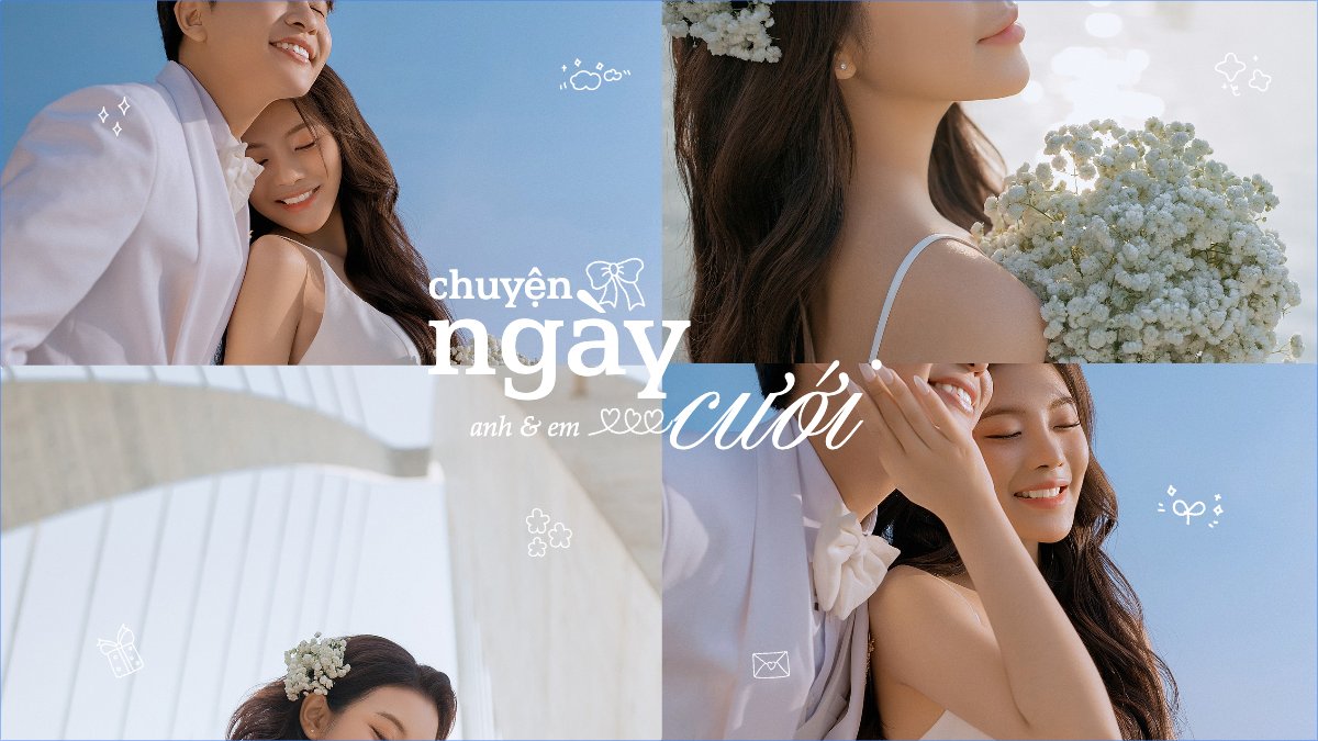 Mẫu Bài post MXH (16:9) Kỉ niệm, cặp đôi, couple, cưới hỏi, đám cưới, wedding, anniversary — LayerPic