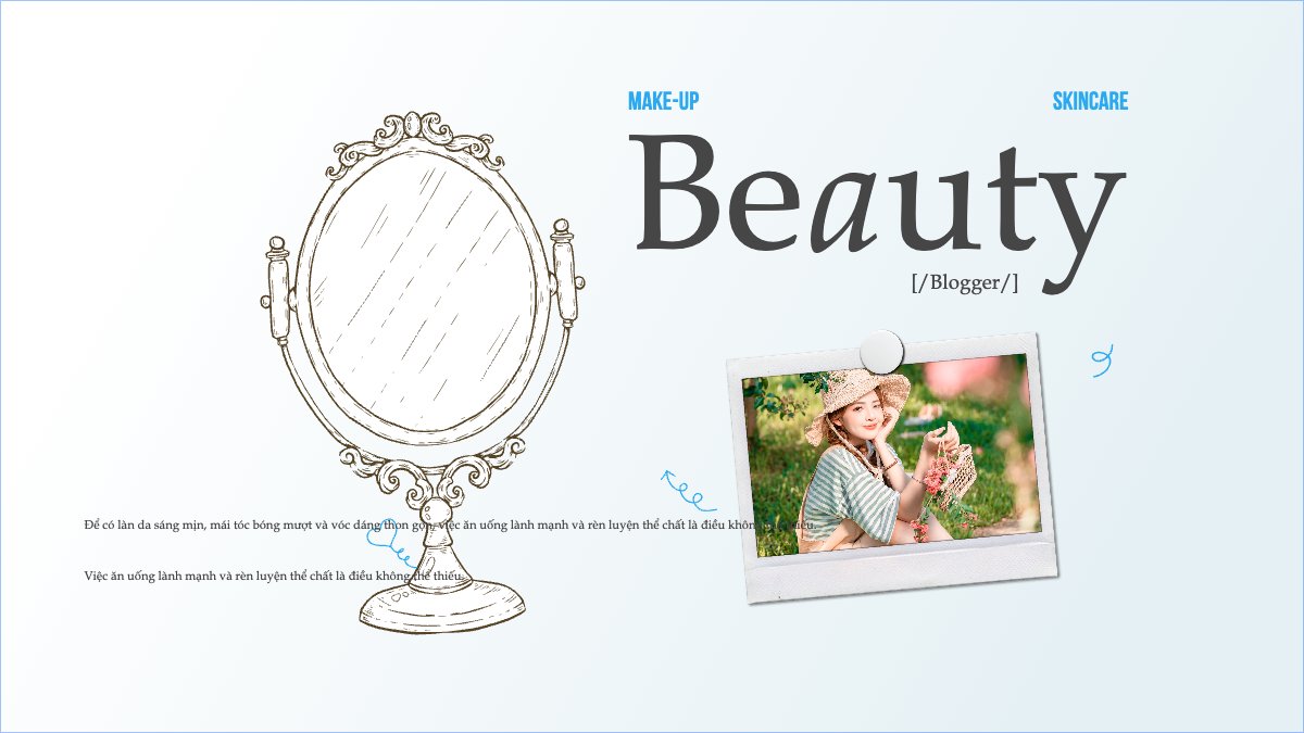 Mẫu Bài post MXH (16:9) Beauty blogger, vlog, skincare , spa, beauty, làm đẹp, thẩm mỹ — LayerPic