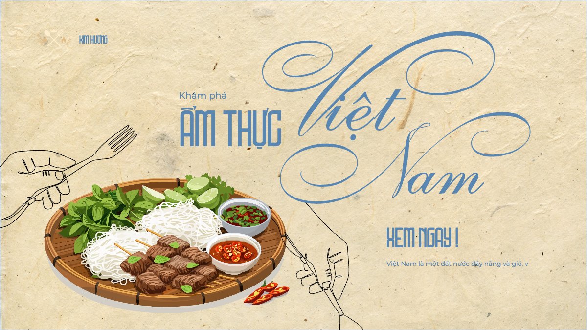 Mẫu Bài post MXH (16:9) Vlog, review, đồ ăn, food, thực phẩm, ẩm thực, món ăn, F&B, thức ăn — LayerPic
