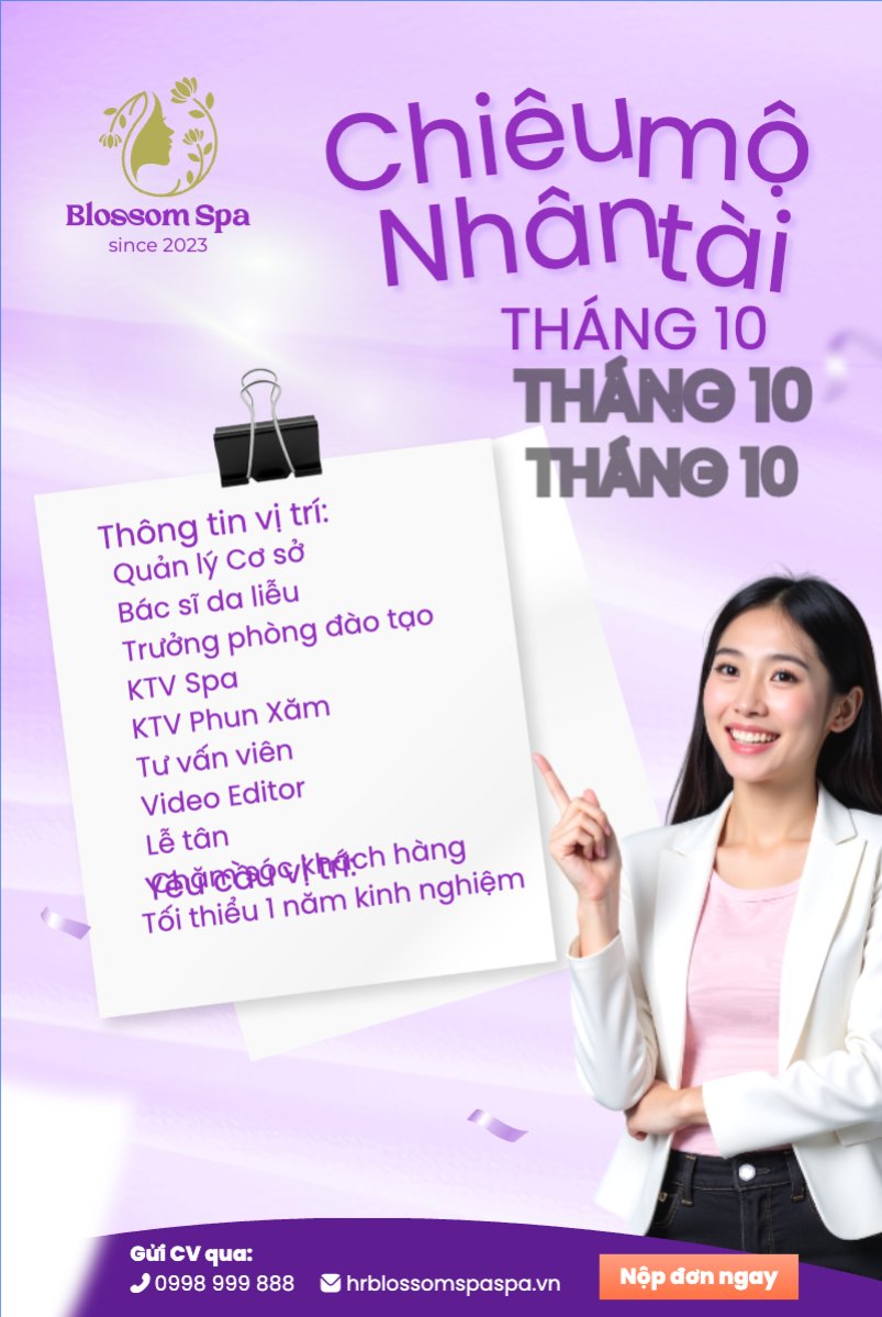 Mẫu Bài post MXH dọc Spa, tuyển dụng, beauty, làm đẹp, thẩm mỹ, cosmetic, hiện đại, morden — LayerPic