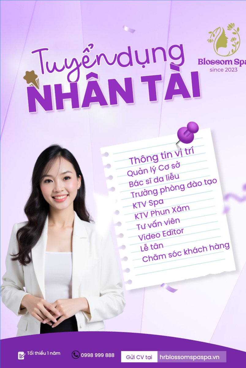 Mẫu Bài post MXH dọc Spa, tuyển dụng, beauty, làm đẹp, thẩm mỹ, cosmetic, hiện đại, morden — LayerPic