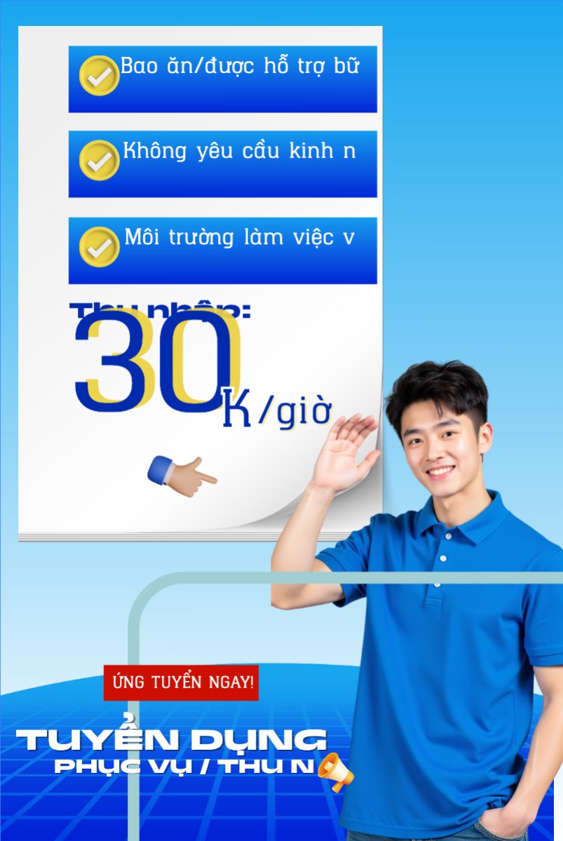 Mẫu Bài post MXH dọc Phục vụ, tuyển dụng, nước uống, juice, giải khát, F&B, drink, hiện đại, modern — LayerPic