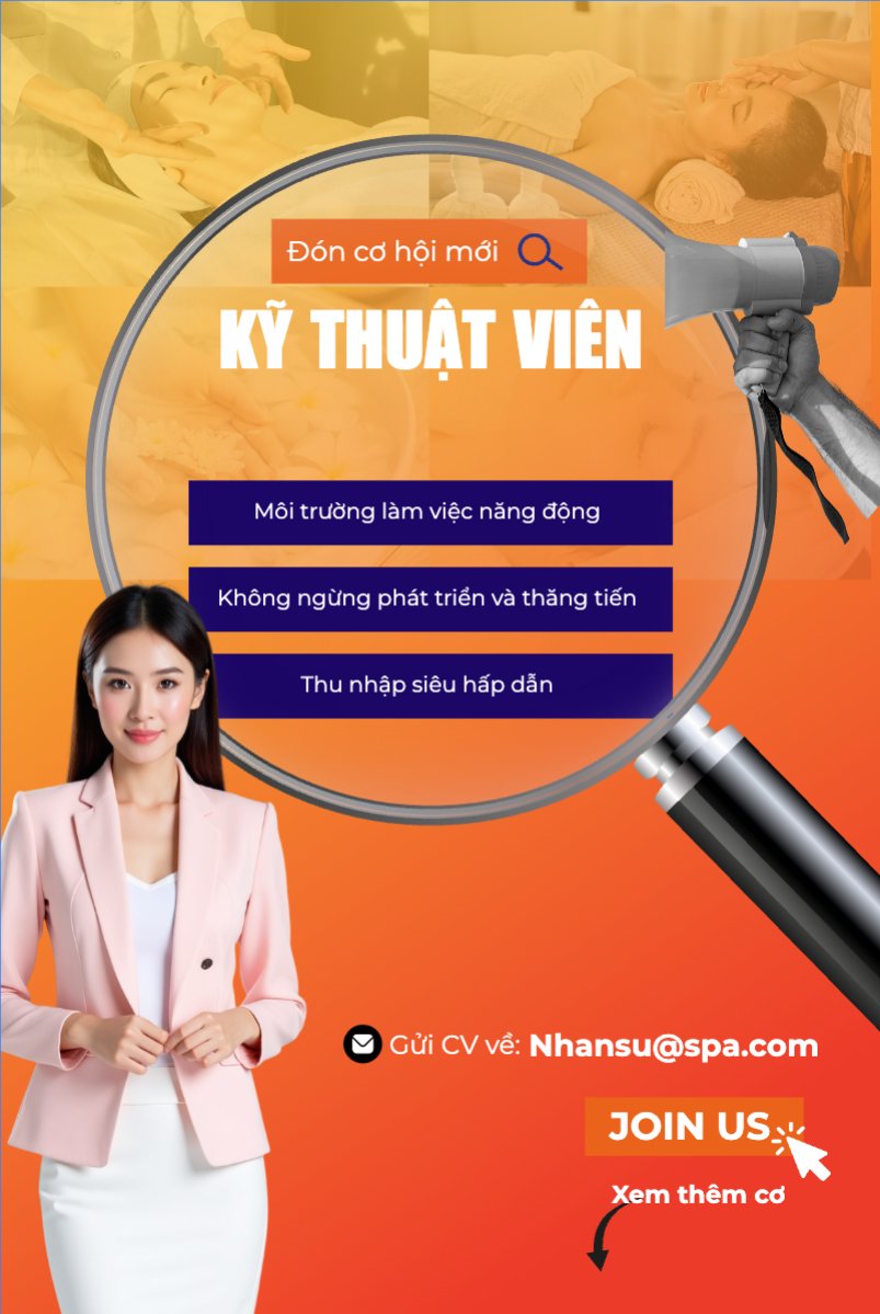 Mẫu Bài post MXH dọc Spa, tuyển dụng, beauty, làm đẹp, thẩm mỹ, cosmetic, hiện đại, modern — LayerPic