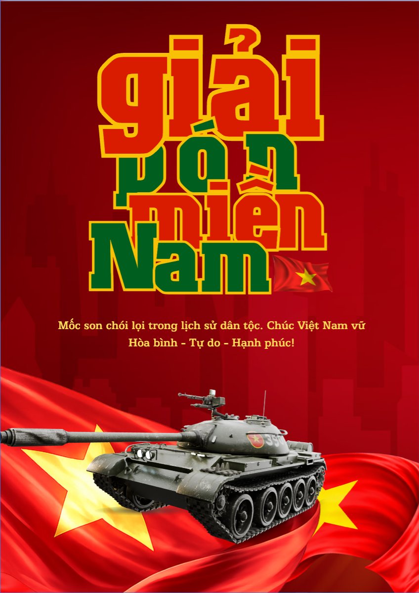 Mẫu Poster chuẩn Nhiệt liệt chào mừng ngày Giải phóng miền Nam, thống nhất đất nước — LayerPic