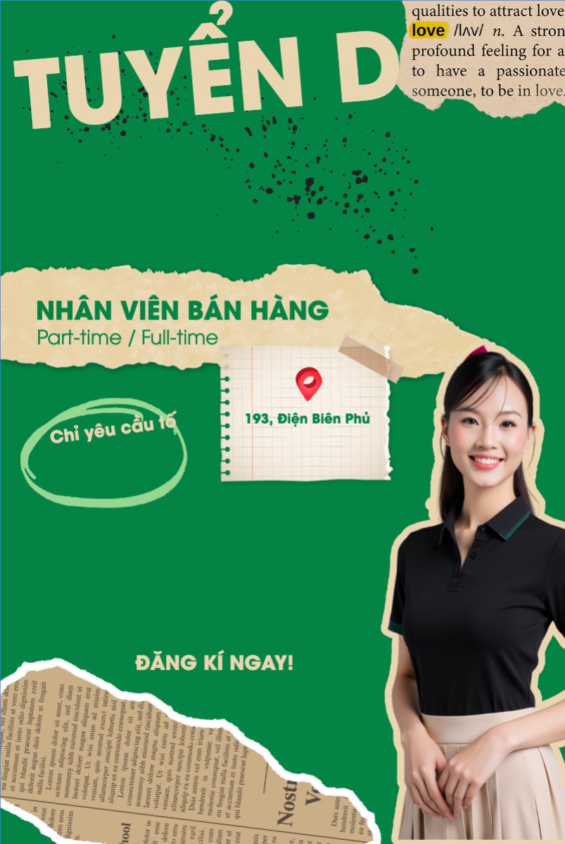 Mẫu Bài post MXH dọc Nhân viên, tuyển dụng, fashion, thời trang, quần áo, trang phục, clothes, outfit, cổ điển, vintage, retro, classic — LayerPic