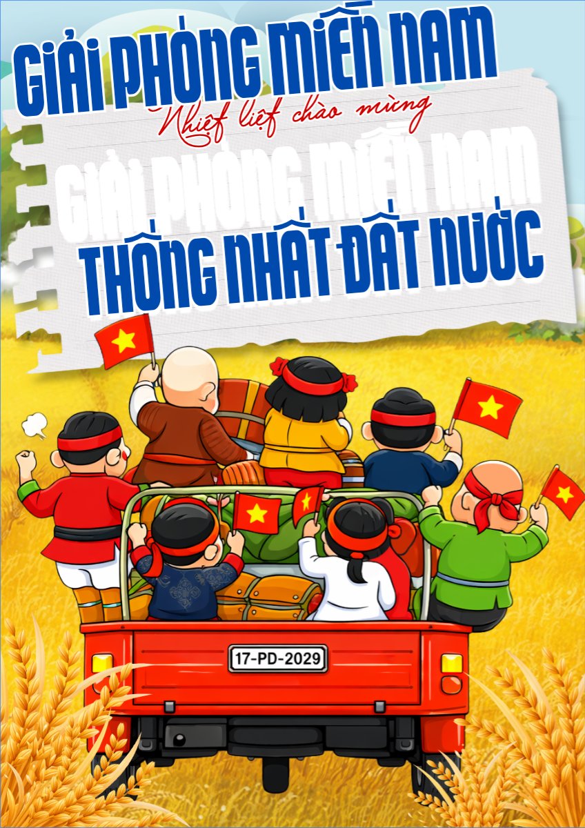 Mẫu Poster chuẩn Nhiệt liệt chào mừng ngày Giải phóng miền Nam, thống nhất đất nước — LayerPic
