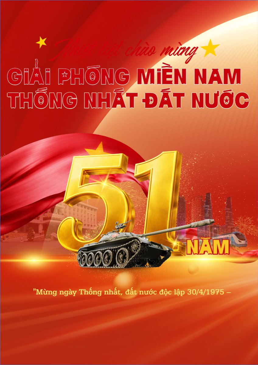 Mẫu Poster chuẩn Nhiệt liệt chào mừng ngày Giải phóng miền Nam, thống nhất đất nước — LayerPic