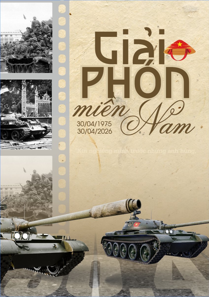 Mẫu Poster chuẩn Nhiệt liệt chào mừng ngày Giải phóng miền Nam, thống nhất đất nước — LayerPic