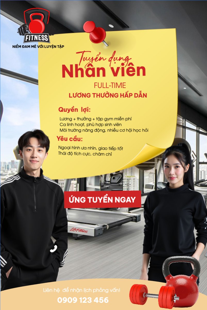 Mẫu Bài post MXH dọc Gym, tuyển dụng, spa, beauty, làm đẹp, thẩm mỹ, sức khỏe, heathy, hiện đại, modern — LayerPic