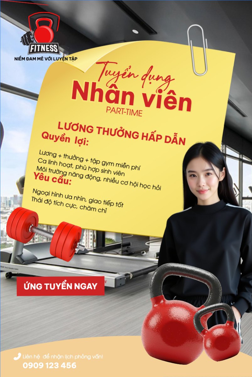 Mẫu Bài post MXH dọc Gym, tuyển dụng, spa, beauty, làm đẹp, thẩm mỹ, sức khỏe, heathy, hiện đại, modern — LayerPic