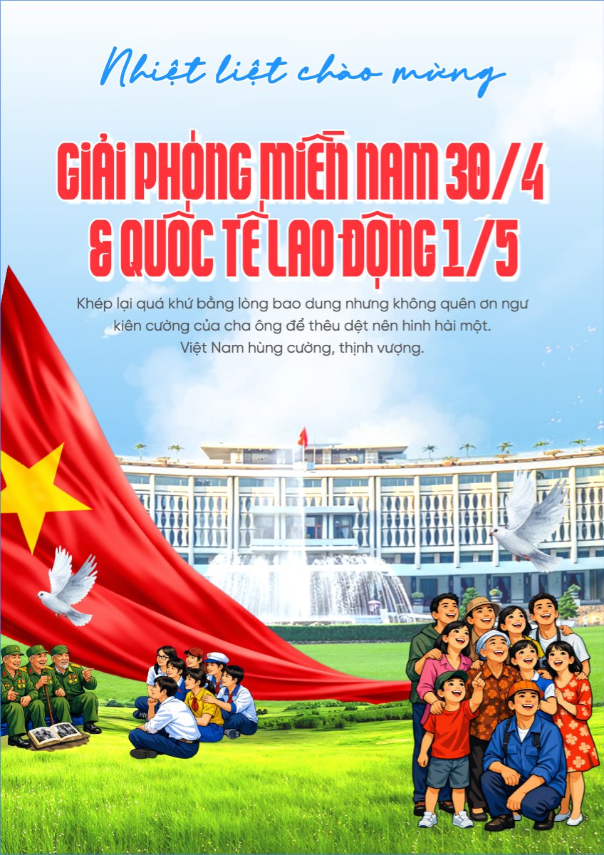 Mẫu Poster chuẩn Nhiệt liệt chào mừng ngày Giải phóng miền Nam, thống nhất đất nước — LayerPic