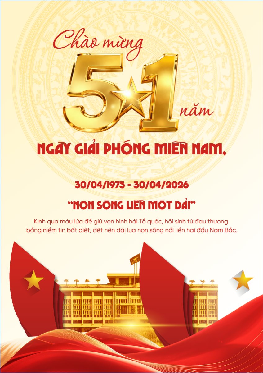 Mẫu Poster chuẩn Nhiệt liệt chào mừng ngày Giải phóng miền Nam, thống nhất đất nước — LayerPic