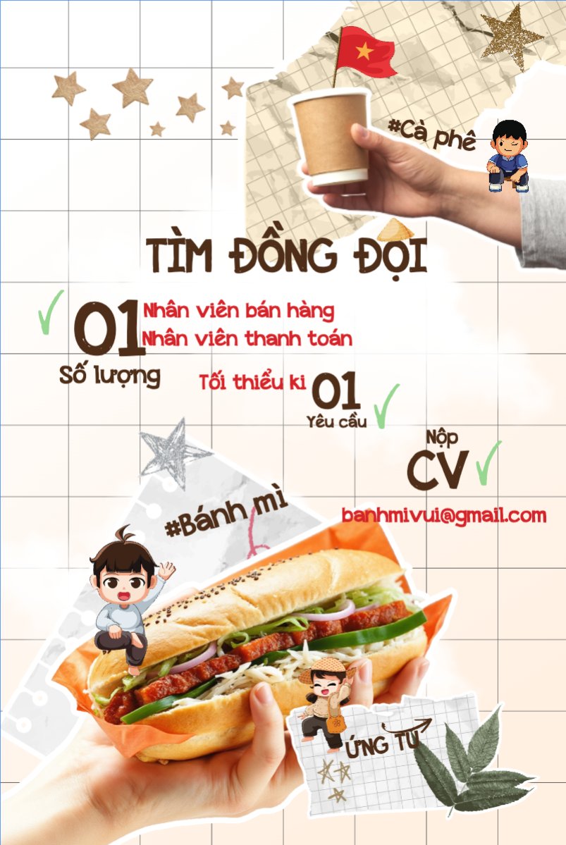 Mẫu Bài post MXH dọc Bánh mì, bán hàng, tuyển dụng, đồ ăn, food, thực phẩm, ẩm thực, món ăn, F&B, thức ăn, dễ thương, cute — LayerPic