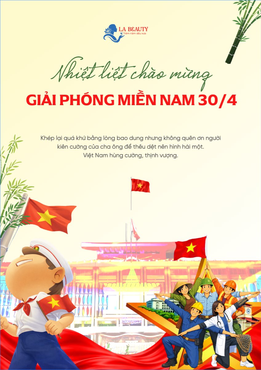 Mẫu Poster chuẩn Nhiệt liệt chào mừng ngày Giải phóng miền Nam, thống nhất đất nước — LayerPic