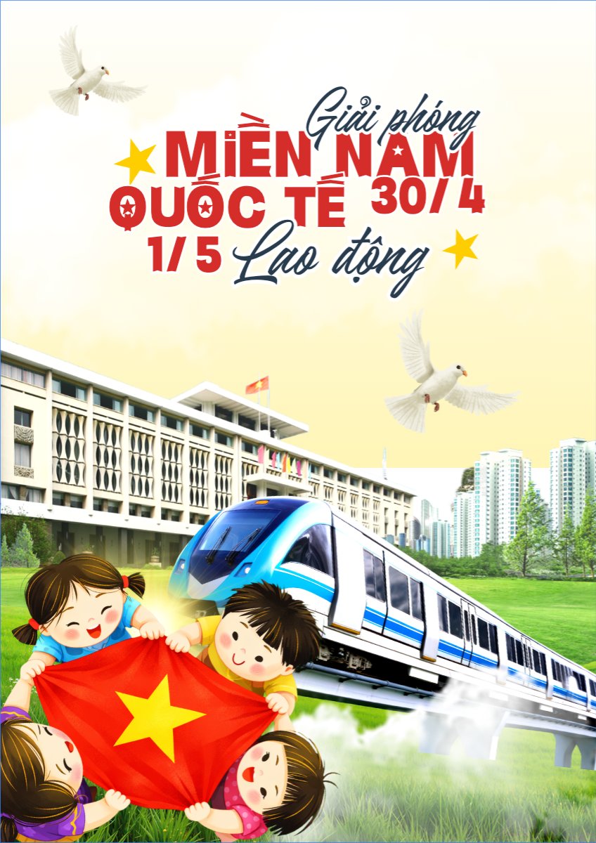 Mẫu Poster chuẩn Nhiệt liệt chào mừng ngày Giải phóng miền Nam, thống nhất đất nước — LayerPic
