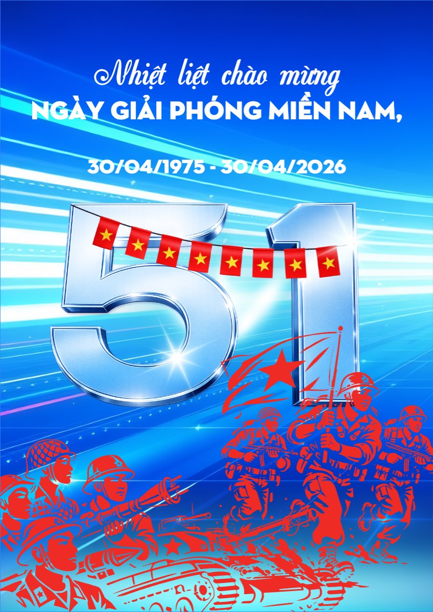 Mẫu Poster chuẩn Nhiệt liệt chào mừng ngày Giải phóng miền Nam, thống nhất đất nước — LayerPic