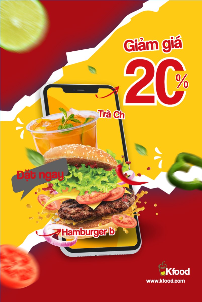 Mẫu Bài post MXH dọc Hamburger, đồ ăn, fastfood, food, thực phẩm, ẩm thực, món ăn, F&B, nhà hàng, thức ăn, hiện đại — LayerPic
