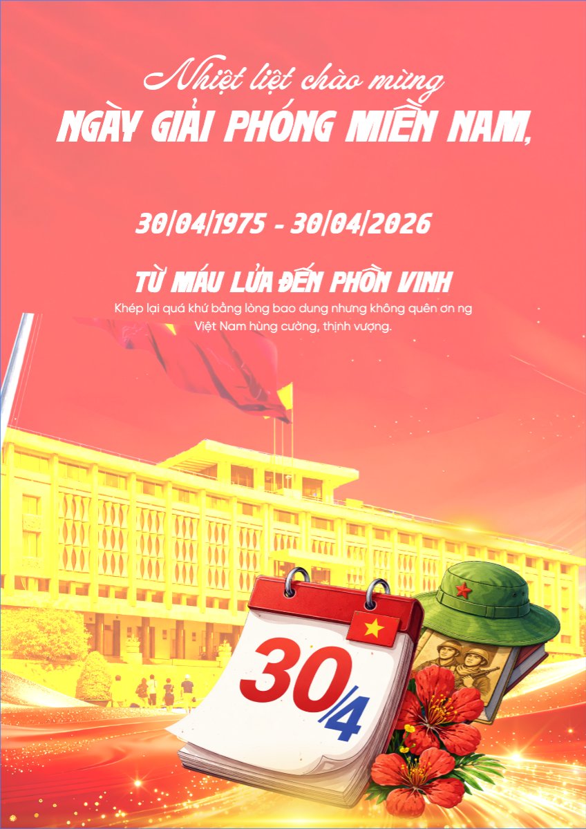 Mẫu Poster chuẩn Nhiệt liệt chào mừng ngày Giải phóng miền Nam, thống nhất đất nước — LayerPic