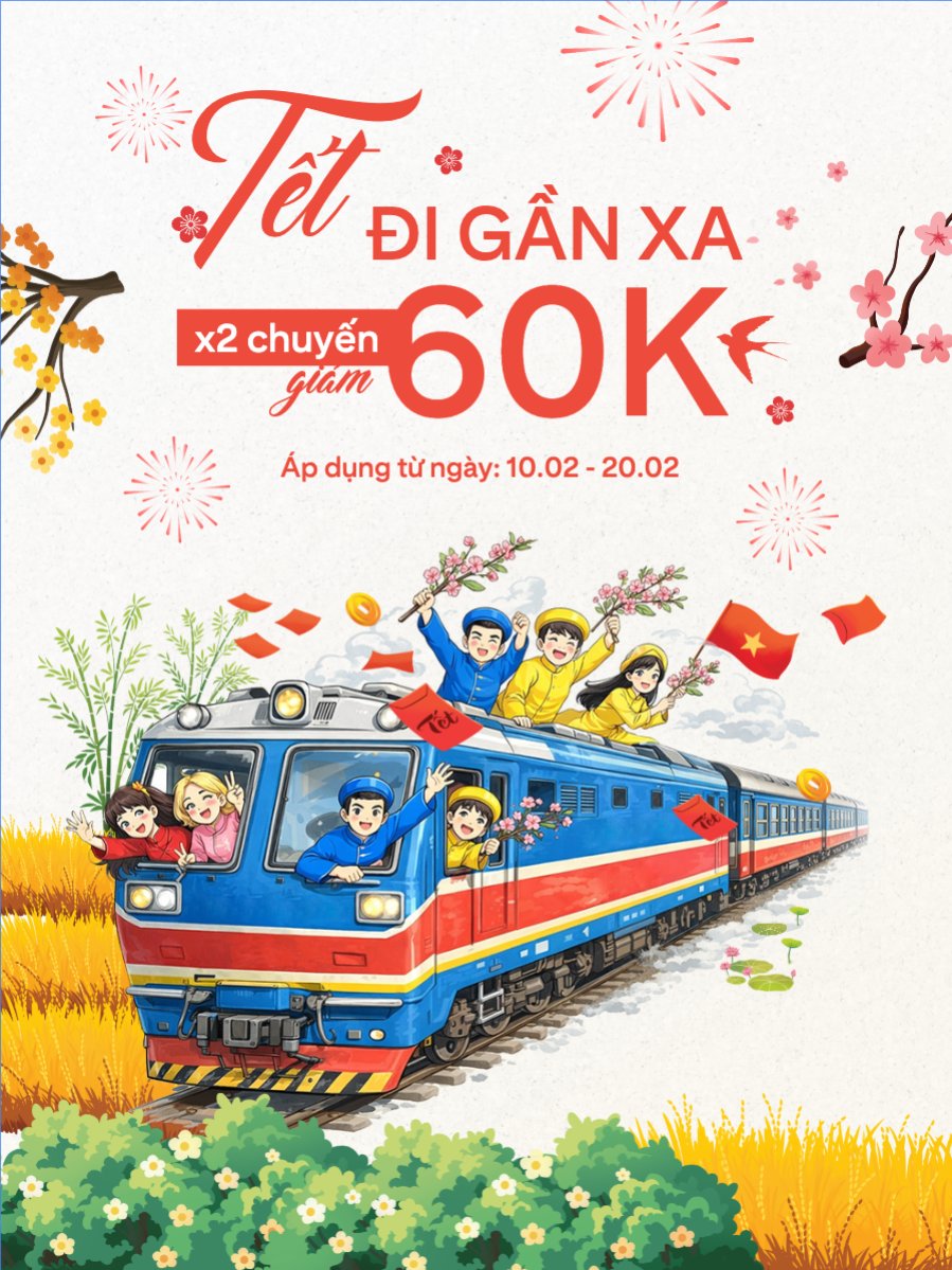 Mẫu Banner dọc Tết đi gần xa x2 chuyến giảm 60k — LayerPic