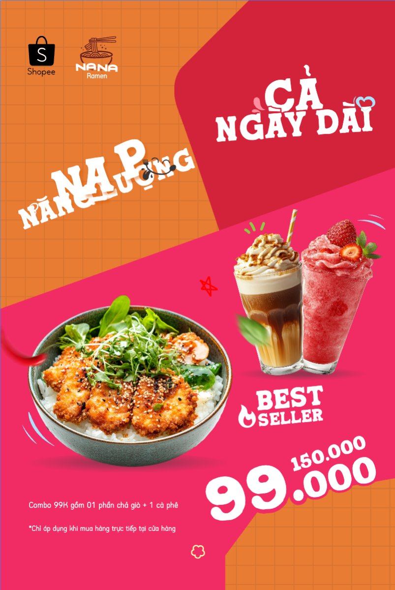 Mẫu Bài post MXH dọc Cơm, cà phê, nước uống, đồ ăn, food, thực phẩm, ẩm thực, món ăn, F&B, nhà hàng, thức ăn, dễ thương, hiện đại — LayerPic