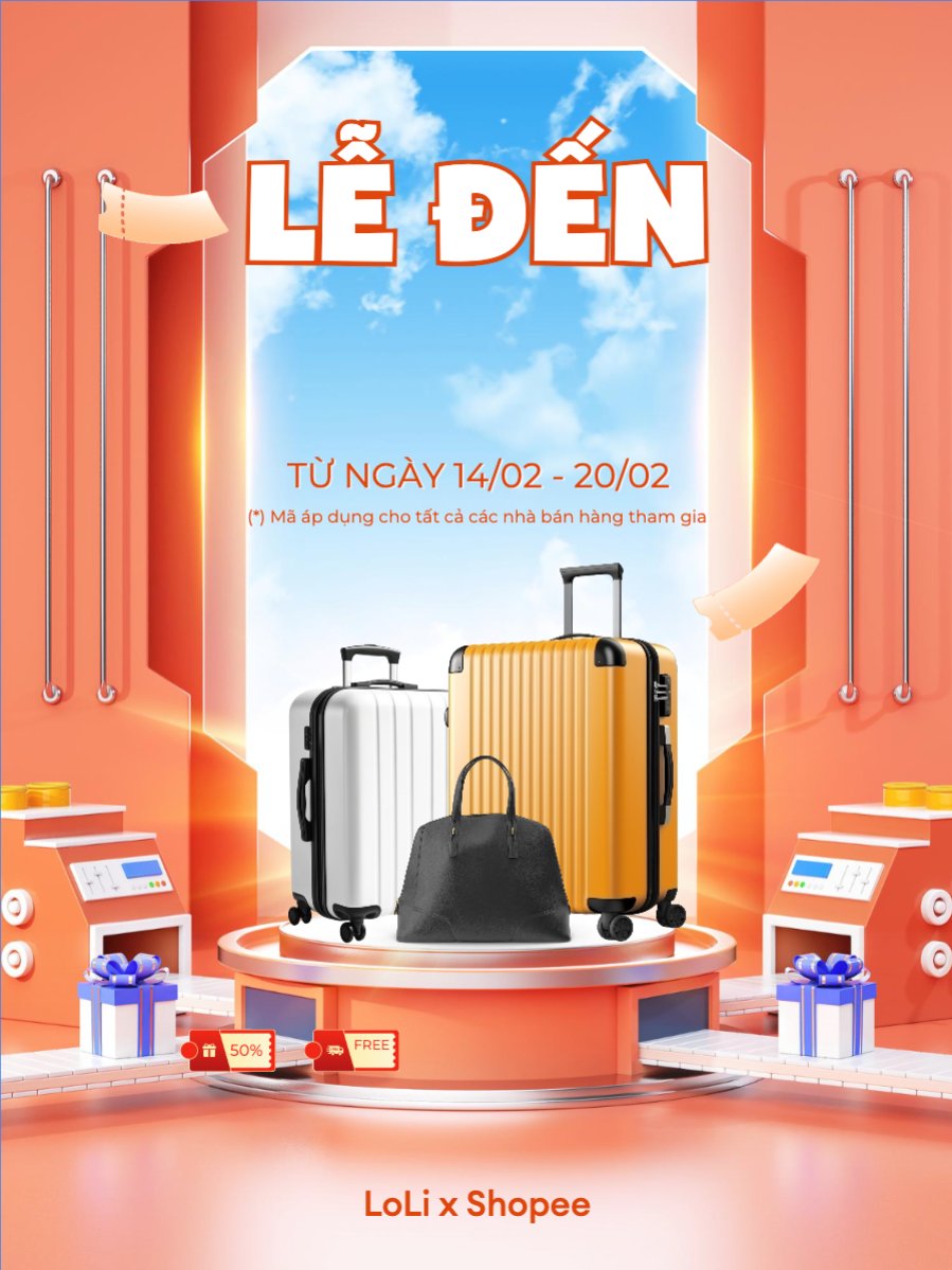 Mẫu Banner dọc Giảm giá, sale, vali, phụ kiện, thời trang, fashion, du lịch, travel — LayerPic
