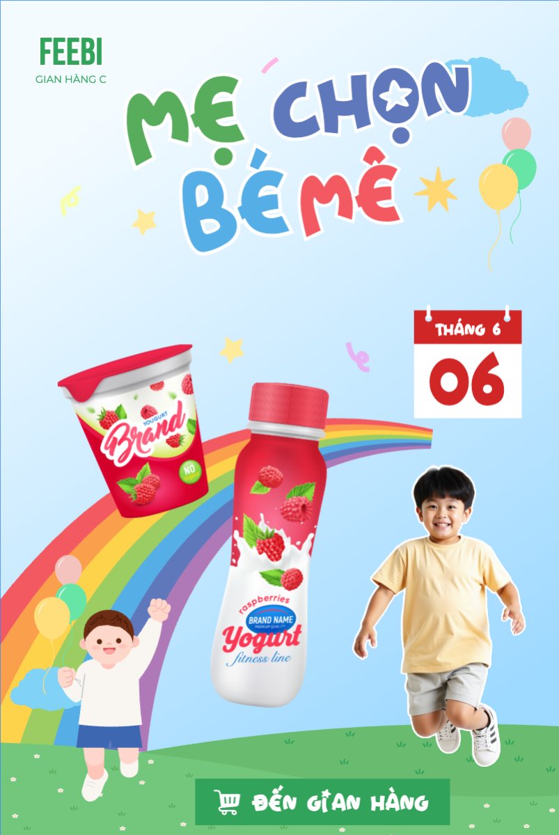 Mẫu Bài post MXH dọc Em bé, baby, trẻ em, kids, sữa, milk, đồ ăn, food, thực phẩm, ẩm thực, nước uống, drink — LayerPic