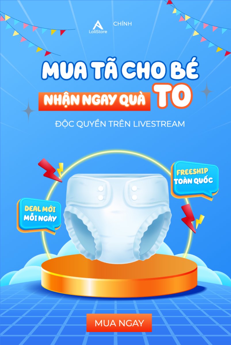 Mẫu Bài post MXH dọc Kids, baby, trẻ em, giảm giá, ưu đãi, sale, sức khỏe, tả, bỉm, quảng cáo, sự kiện, event — LayerPic