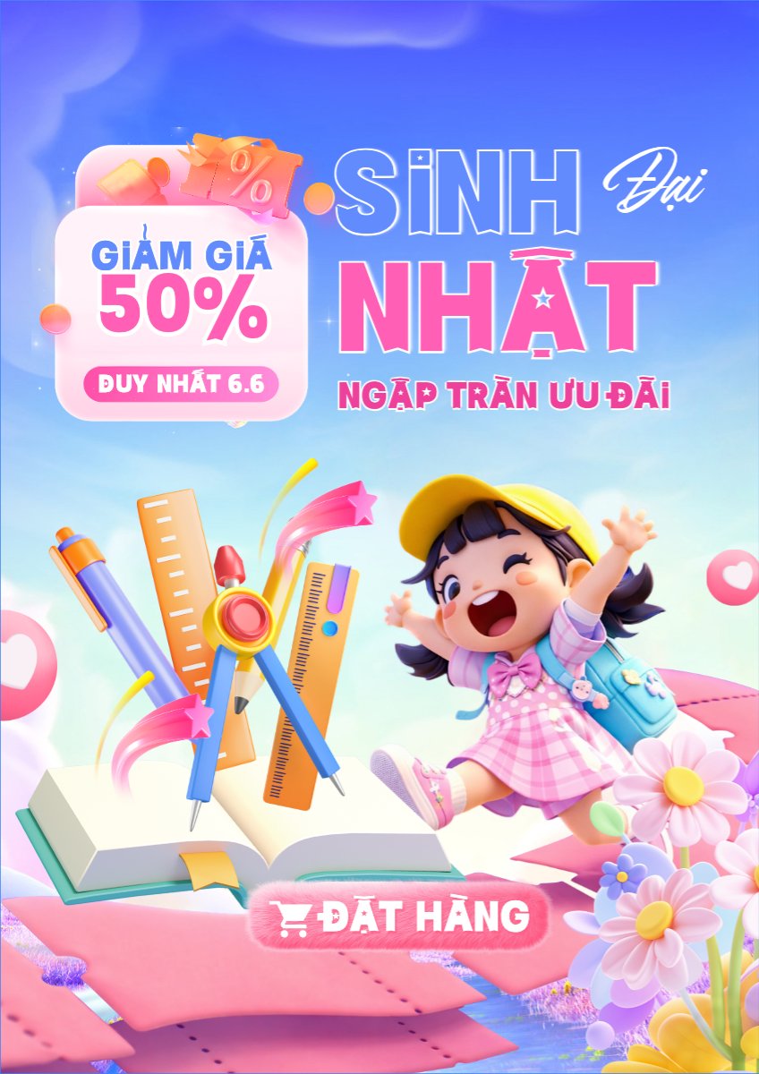 Mẫu Poster chuẩn Đại tiệc sinh nhật ngập tràn ưu đãi — LayerPic