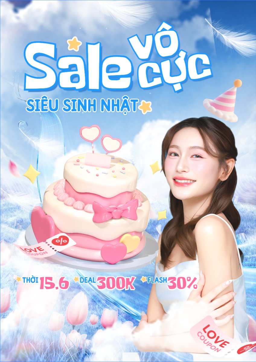 Mẫu Poster chuẩn Sale vô cực siêu sinh nhật — LayerPic
