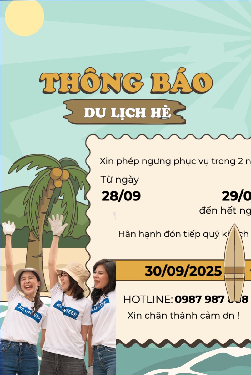 Team building, company trip, thông báo, du lịch, travel, tourism, trải nghiệm, khám phá