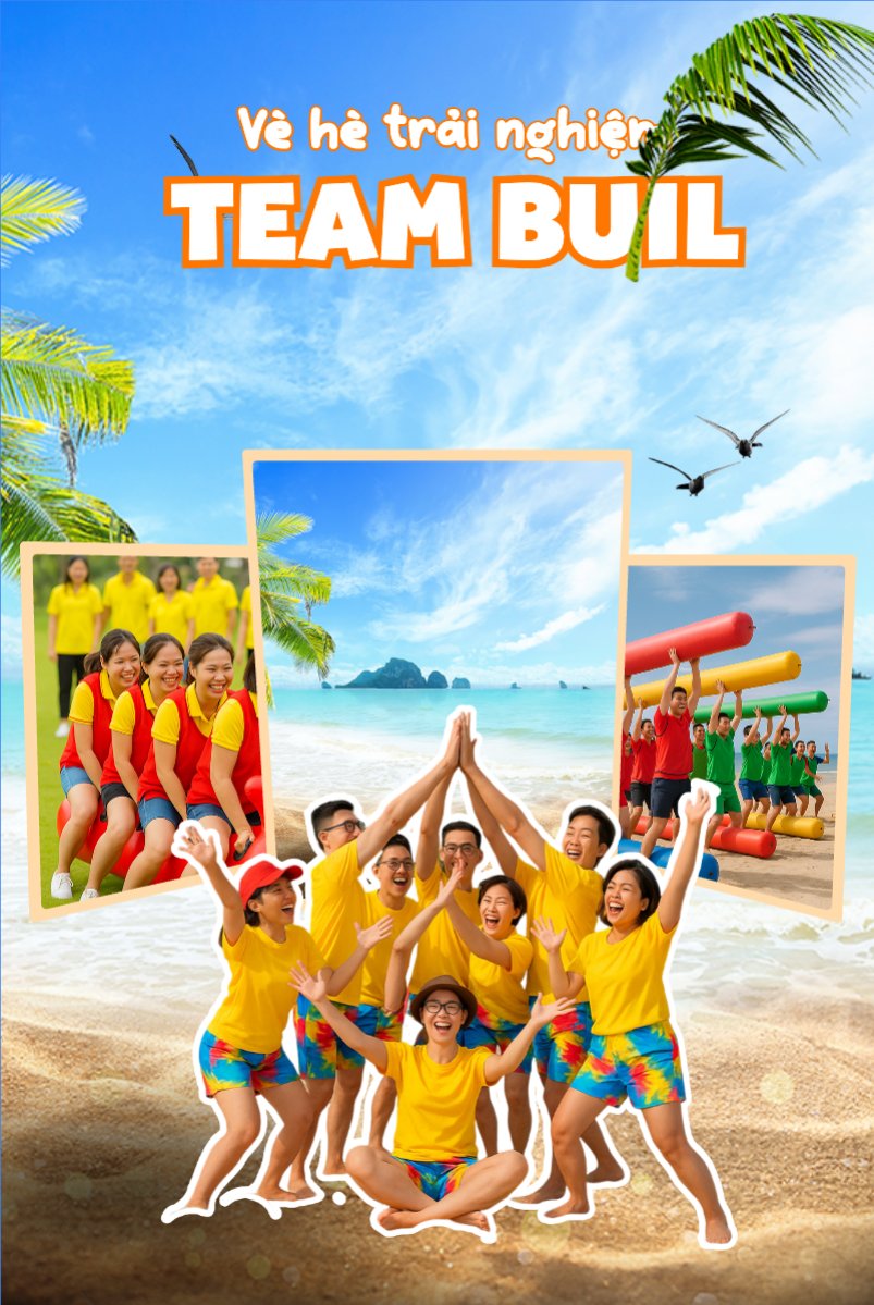 Mẫu Bài post MXH dọc Team building, Du lịch, travel, tourism, trải nghiệm, khám phá — LayerPic